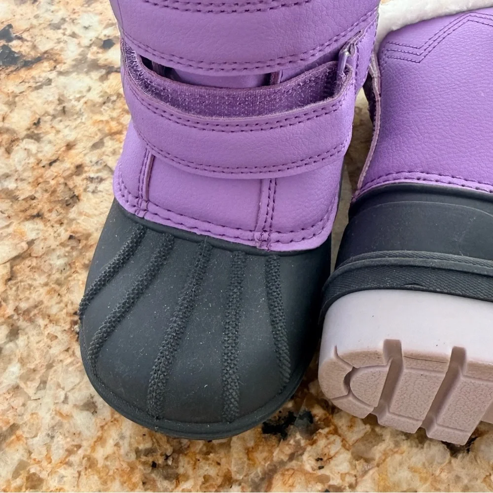 Cat & Jack Girls Winter Boots Size 10 Purple Faux Fur – Like New
